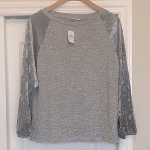 NWT GAP velvet grey raglan sleeve T-shirt, size Medium Tall